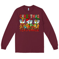 Burgundy Christmas tea junkie Long Sleeve Tee - CowhideDigitalArt