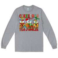 Heather Grey Christmas tea junkie Long Sleeve Tee - CowhideDigitalArt