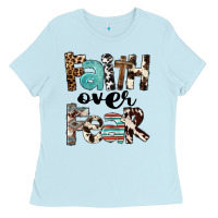 Baby Blue Faith Over Fear Ladies Tee - FaDigitalArtStudio