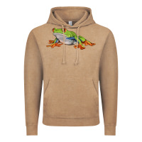 Vintage Coffee red eyed tree frog Vintage Hoodie - LillyAllenDesigns