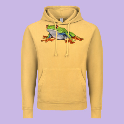 Red Eyed Tree Frog Vintage Hoodie Designed By Lillyallendesigns