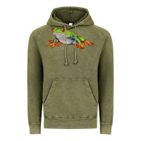 Vintage Olive red eyed tree frog Vintage Hoodie - LillyAllenDesigns