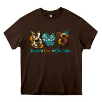 Chocolate Brown peace love cowboys Heavy Core Tee - OliviaCreatesArt