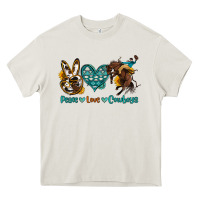 Cream peace love cowboys Heavy Core Tee - OliviaCreatesArt