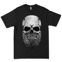 Black creepy bald and bearded skull for halloween & skeletons fans t shirt Premium Tee - baoMotion