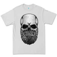 Dove Grey creepy bald and bearded skull for halloween & skeletons fans t shirt Premium Tee - baoMotion