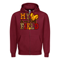 Burgundy my heart is on that field softball Zipper Hoodie - Jasminsmagicworld
