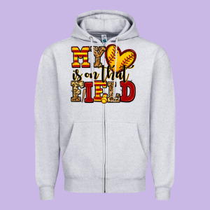 My Heart Is On That Field Softball Zipper Hoodie Designed By Jasminsmagicworld