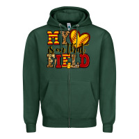 Sports Green my heart is on that field softball Zipper Hoodie - Jasminsmagicworld