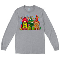 Heather Grey gnome Christmas Long Sleeve Tee - CowhideDigitalArt