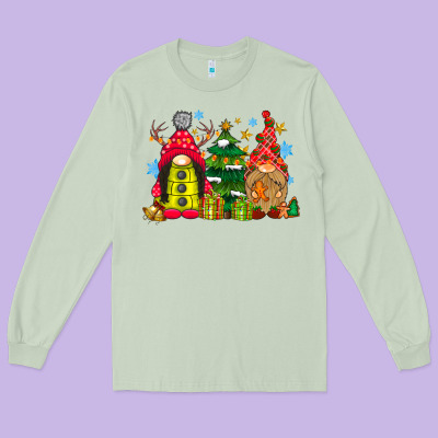Gnome Christmas Long Sleeve Tee Designed By Cowhidedigitalart