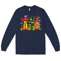 Navy gnome Christmas Long Sleeve Tee - CowhideDigitalArt
