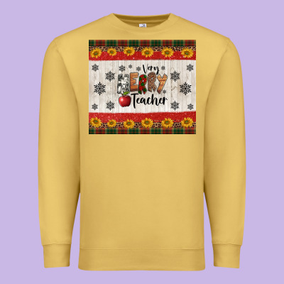 Very Merry Teacher Premium Sweatshirt Designed By Jasminsmagicworld