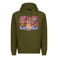 Army Green easter bunny egg leopard background Premium Hoodie - Artiststas