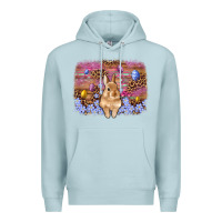 Blue Mist easter bunny egg leopard background Premium Hoodie - Artiststas