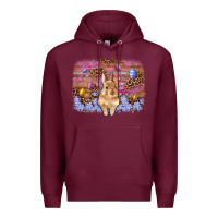 Burgundy easter bunny egg leopard background Premium Hoodie - Artiststas