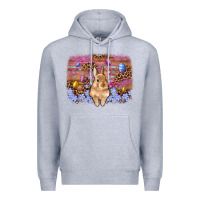 Heather Grey easter bunny egg leopard background Premium Hoodie - Artiststas