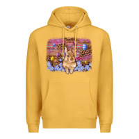 Mustard easter bunny egg leopard background Premium Hoodie - Artiststas
