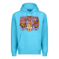 Ocean Blue easter bunny egg leopard background Premium Hoodie - Artiststas