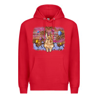 Red easter bunny egg leopard background Premium Hoodie - Artiststas