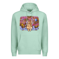 Seafoam easter bunny egg leopard background Premium Hoodie - Artiststas