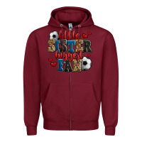 Burgundy little sister biggest fan soccer Zipper Hoodie - Jasminsmagicworld
