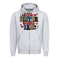 Heather Grey little sister biggest fan soccer Zipper Hoodie - Jasminsmagicworld