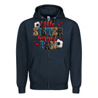 Navy little sister biggest fan soccer Zipper Hoodie - Jasminsmagicworld