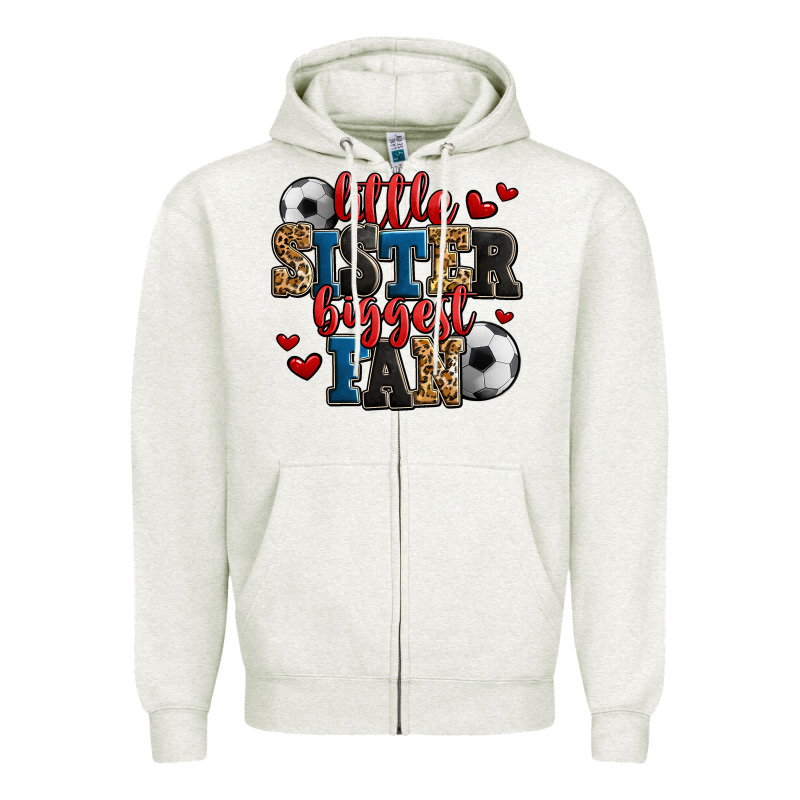 Little Sister Biggest Fan Soccer Zipper Hoodie by Jasminsmagicworld | Teevron