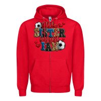 Red little sister biggest fan soccer Zipper Hoodie - Jasminsmagicworld
