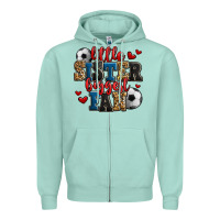 Seafoam little sister biggest fan soccer Zipper Hoodie - Jasminsmagicworld