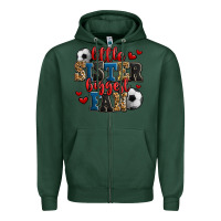 Sports Green little sister biggest fan soccer Zipper Hoodie - Jasminsmagicworld