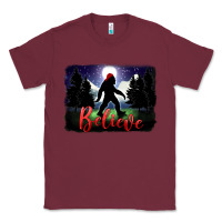 Burgundy bigfoot believe christmas Classic Tee - FaDigitalArtStudio