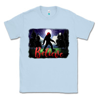 Dusty Blue bigfoot believe christmas Classic Tee - FaDigitalArtStudio
