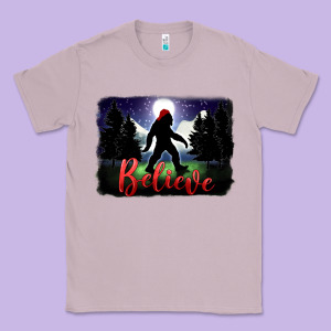 Bigfoot Believe Christmas Classic Tee Designed By Fadigitalartstudio