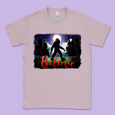 Bigfoot Believe Christmas Classic Tee Designed By Fadigitalartstudio