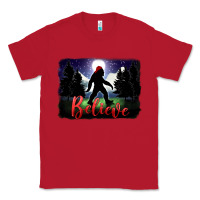 Red bigfoot believe christmas Classic Tee - FaDigitalArtStudio