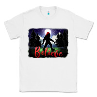 White bigfoot believe christmas Classic Tee - FaDigitalArtStudio