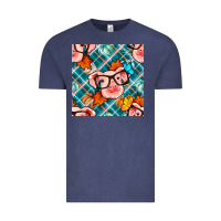 Vintage Denim fall pig seamless pattern Vintage Tee - BundleAndBundleShop