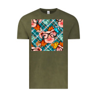 Vintage Olive fall pig seamless pattern Vintage Tee - BundleAndBundleShop