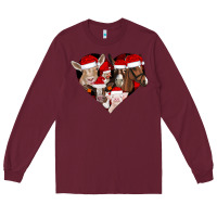 Burgundy farm animals christmas Long Sleeve Tee - CowhideDigitalArt