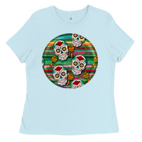 Baby Blue hispanic heritage month round earrings 4 Ladies Tee - BundleAndBundleShop
