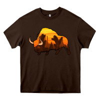 Chocolate Brown western bison Heavy Core Tee - Jasminsmagicworld