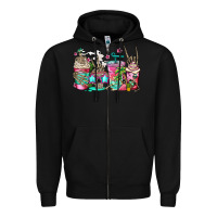Black skeleton summer coffee cups Zipper Hoodie - Jasminsmagicworld