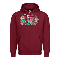 Burgundy skeleton summer coffee cups Zipper Hoodie - Jasminsmagicworld