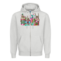 Dove Grey skeleton summer coffee cups Zipper Hoodie - Jasminsmagicworld