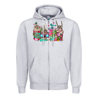 Heather Grey skeleton summer coffee cups Zipper Hoodie - Jasminsmagicworld