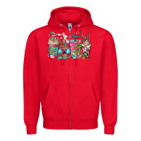 Red skeleton summer coffee cups Zipper Hoodie - Jasminsmagicworld