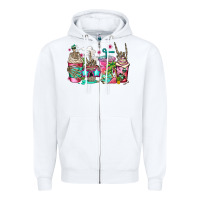 White skeleton summer coffee cups Zipper Hoodie - Jasminsmagicworld
