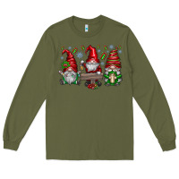 Army Green christmas gnomes celebration Long Sleeve Tee - CowhideDigitalArt